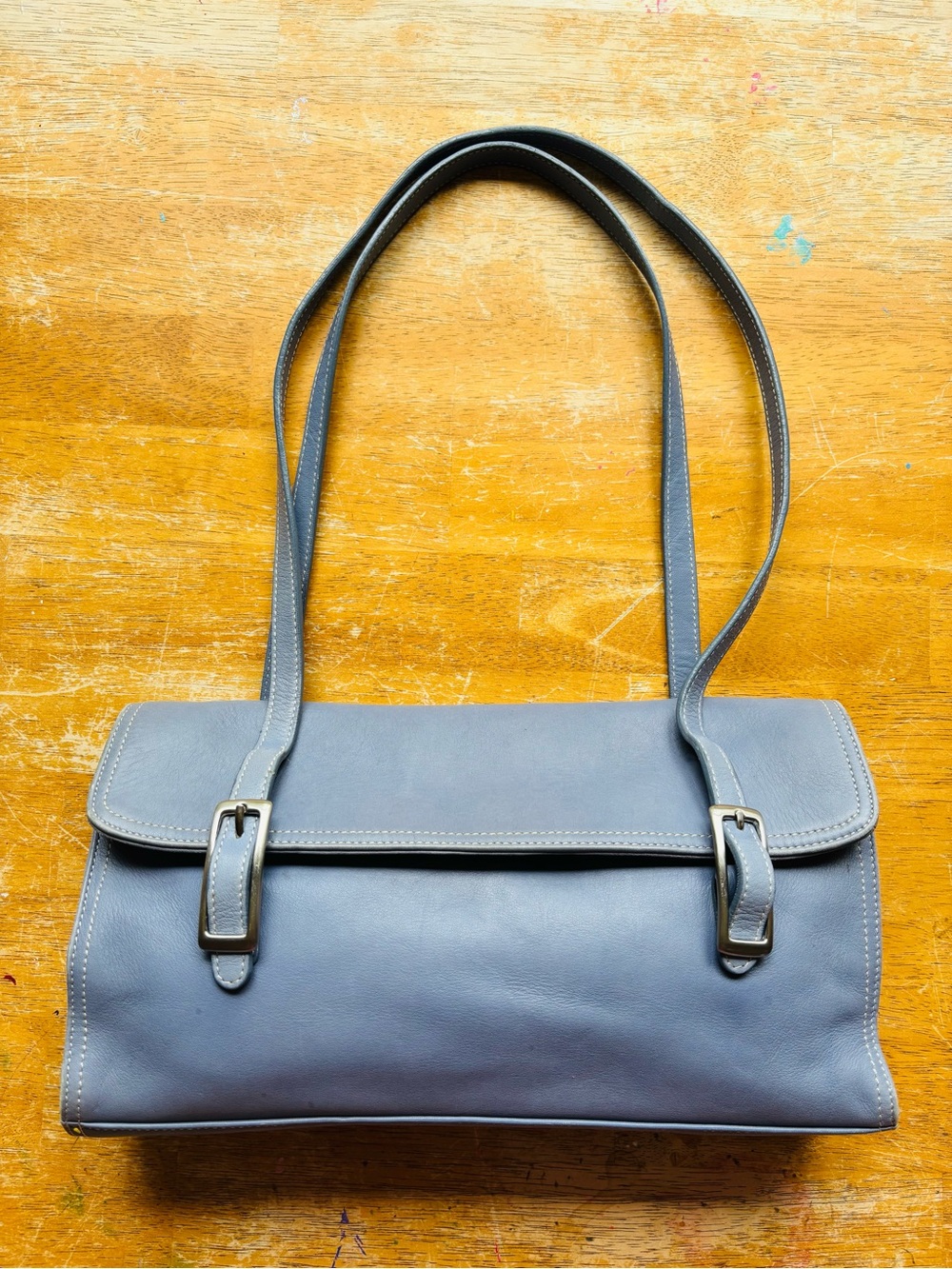 Tiganello Y2K  Slate-Blue Shoulder Bag with Dual Straps Vintage